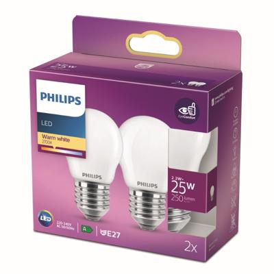 Philips 2,2W - E27 - 2700K - 250 lumen set van 2 - 929001345670