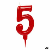 Kaars Verjaardag Cijfer 5 Rood (12 Stuks)