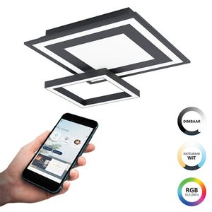 EGLO connect.z Savatarila-Z Smart Plafondlamp - 45 cm - Zwart/Wit - Instelbaar RGB & wit licht - Dimbaar - Zigbee