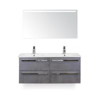 Seville Badmeubelset 120 cm - 4 laden Beton Antrac - Wastafel Enjoy Dubbel - met Sence Spiegel