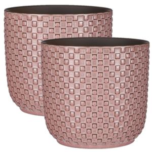 2x Stuks Plantenpotten/bloempotten keramiek roze - D17 en H16 cm