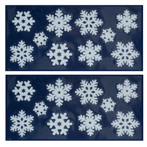 Kerst raamstickers - 2x vel - sneeuwvlokken - wit - 23 x 49 cm - raamversiering