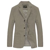 Voor heren Blazerjack Werk liiketoiminta Klassiek Tijdloos Lente Herfst Polyester katoen Effen Kleur Formele Stijl Winddicht Voorkant met knopen Blazer Zwart Groen Khaki Lightinthebox