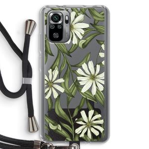 Wit bloemenpatroon: Xiaomi Redmi Note 10S Transparant Hoesje met koord