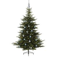Grandis Fir groen vanaf 150 cm hoog kunstkerstboom opgemaakt met piek, blauw & zilver Everlands - Everlands