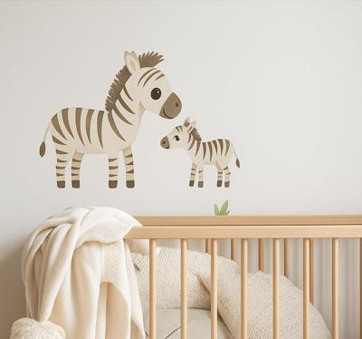 Moeder en kind zebra muursticker kinderkamer