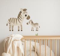 Moeder en kind zebra muursticker kinderkamer