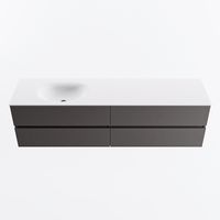 MONDIAZ VICA 180cm badmeubel onderkast Dark Grey 4 lades. Wastafel MOON links 1 kraangat, kleur Talc.
