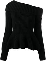 Alexander McQueen pull en maille à taille péplum - Noir