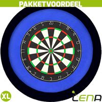 Lena Professional Dartbord + Lena Dartbord Verlichting Deluxe XL Blauw - Zwart - thumbnail