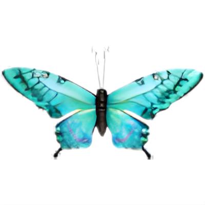 Pro Garden Wanddecoratie vlinder - aqua - 49 x 34 cm - metaal - muurdecoratie / schutting / tuin