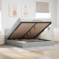 Ottoman bed met matras en LED's 160x200cm fluweel lichtgrijs