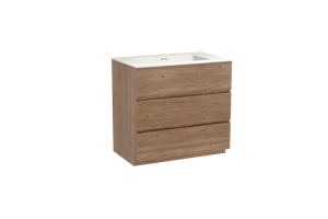 Storke Edge staand badmeubel 85 x 52 cm ruw eiken met Mata enkele wastafel in solid surface