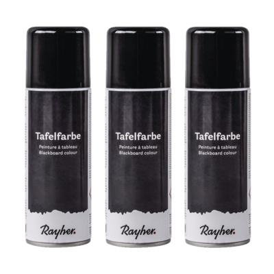 Rayher Krijtbord verf spray - 3x - zwart - 200 ml - schoolbordverf