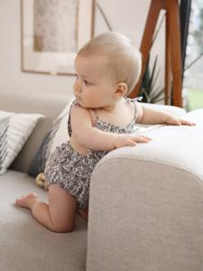 Combishort met print voor pasgeborene ecru