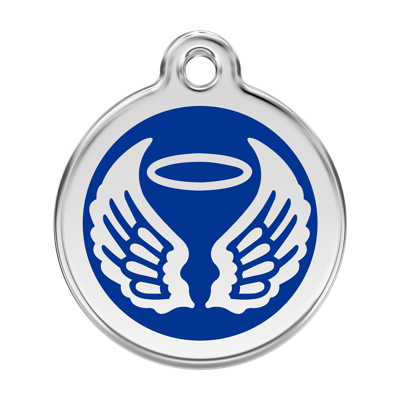 Angel Wings Navy roestvrijstalen hondenpenning large/groot dia. 3,8 cm - Reddingo