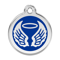Angel Wings Navy roestvrijstalen hondenpenning large/groot dia. 3,8 cm - Reddingo