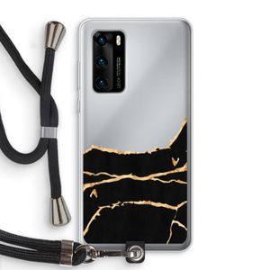 Gouden marmer: Huawei P40 Transparant Hoesje met koord