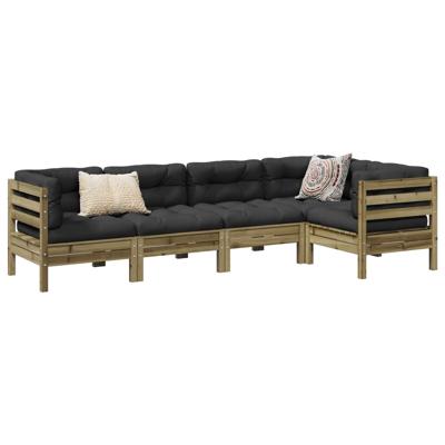 5-delige Loungeset met kussens geïmpregneerd grenenhout