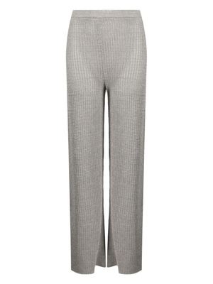Solid & Striped pantalon en maille pointelle à taille haute - Argent
