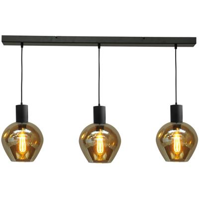 Masterlight Zwarte hanglamp eetkamerBounty 3-lichts rond glas - 2471-05-05-100-3-3