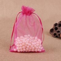 100 PCS geschenk zakken sieraden organza zakje bruiloft verjaardag partij drawable zakjes Gift Bag grootte: 10x15cm (donkerroze)