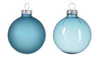 Kerstbal glas d6 cm suiker blauw 6st kerst - Decoris