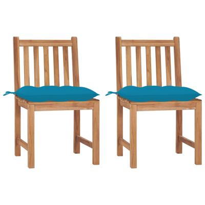 Tuinstoelen 2 st met kussens massief teakhout