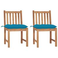 Tuinstoelen 2 st met kussens massief teakhout
