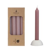Potlood kaarsen set 4 stuks dia. 2.2 x H 20 cm mauve rose - Hortus