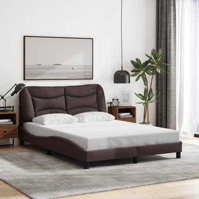 Bedframe zonder matras stof donkerbruin 140x200 cm