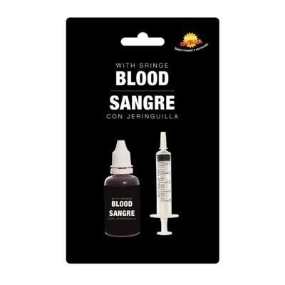 Flesje vloeibaar horror nepbloed schmink met spuit - 30 ml - Halloween verkleed accessoires/make-up
