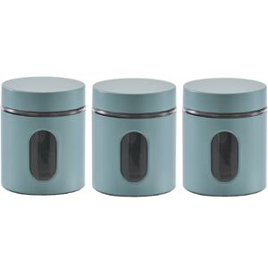 Zeller keuken Voorraadpot - 6x - met venster - eucalyptus groen - 600 ml - D10 x H12,5 cm