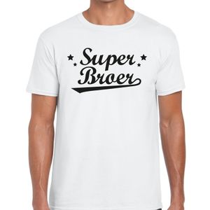 Super broer cadeau t-shirt wit heren