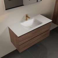 MONDIAZ AIVY 100cm badmeubel Mocha, wastafel Talc solid surface midden 1 kraangat (AI-351321TALC-SI - AI-M100MOMI) - thumbnail