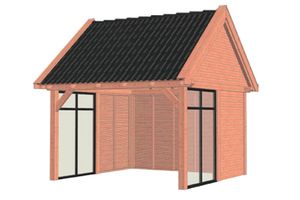 Tijdelijk 15% korting | Buitenverblijf Zadeldak XL 415x440 cm - Combinatie 1- Zadeldak- Onbehandeld lariks Douglas hout- Trendhout