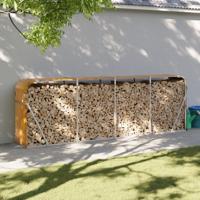VidaXL Haardhoutopslag 300x45x100 cm gegalvaniseerd staal houtlook