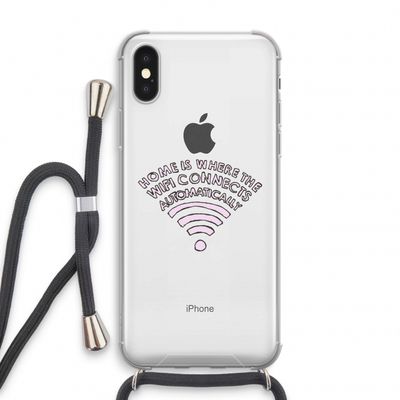 Home Is Where The Wifi Is: iPhone X Transparant Hoesje met koord