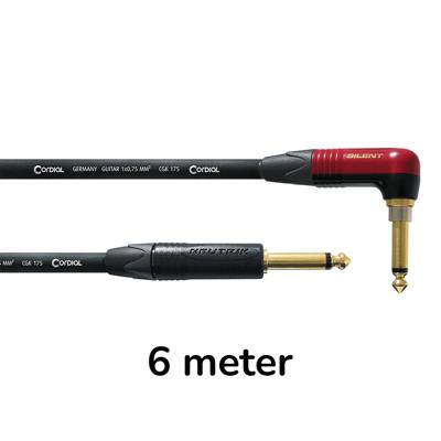 Cordial CSI6RP-SILENT Gitaarkabel met Silent Plug Recht/Haaks 6 Meter