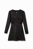 Korte glanzende jurk met cut-out - BLACK - M