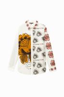 Zijden shirt maxiflowers - WHITE - XS