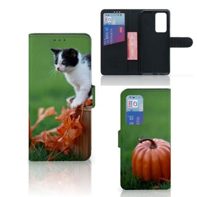 Huawei P40 Pro | Telefoonhoesje | Met pasjeshouder | Kitten