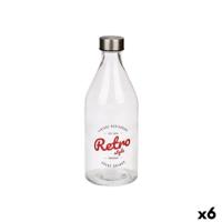 Glazen fles Vivalto Retro Transparant Zilverkleurig Glas Staal 1 L (6 Stuks)