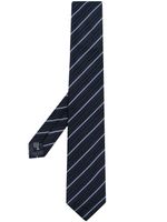 Emporio Armani cravate en soie à rayures jacquard - Bleu