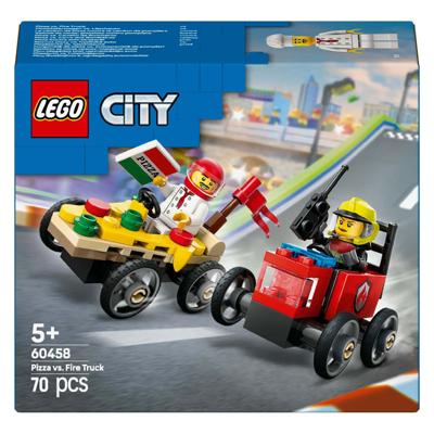 LEGO 60458 city great vehicles raceautopakket: pizzabestelwagen vs. brandweerauto