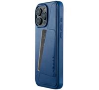 Mujjo Leather Wallet Case iPhone 16 Pro Max blauw