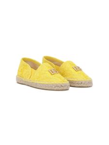 Dolce & Gabbana Kids espadrilles lacées à plaque logo - Jaune