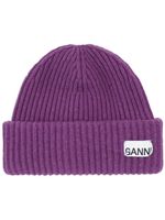 GANNI bonnet nervuré à patch logo - Violet - thumbnail