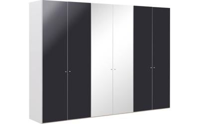 Goossens Kledingkast Easy Storage Ddk, Kledingkast 304 cm breed, 220 cm hoog, 4x draaideur en 2x spiegel draaideur midden