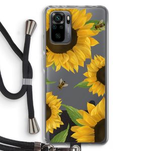 Sunflower and bees: Xiaomi Redmi Note 10 Pro Transparant Hoesje met koord